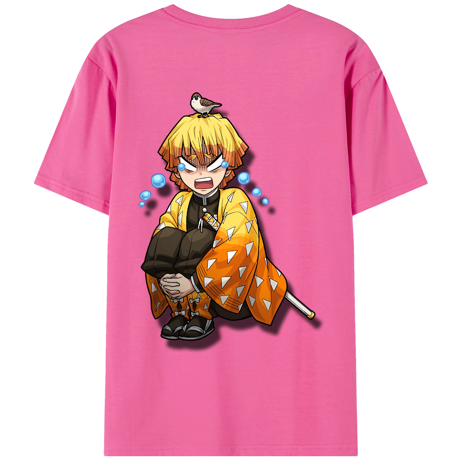 （画像用） 鬼滅の刃（きめつのやいば）我妻 善逸／あがつま ぜんいつ Agatsuma Zenitsu レディース半袖Tシャツ(バックプリント)